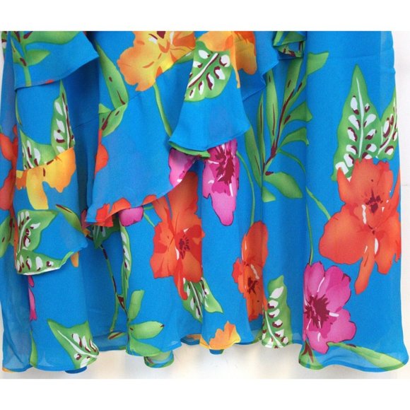 NWT CHAPS Woman Tropical Floral Ruffles Long Flowy Skirt Size XL Elastic Waist - Picture 6 of 9